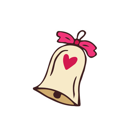 Jingle Bell Icon. Hand drawn illustration. Sticker print design.のイラスト素材