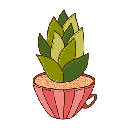 Succulent plant icon. Interior nature print. Sticker design.のイラスト素材