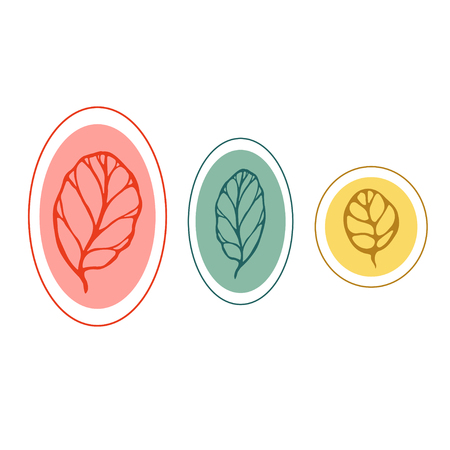 Leaves Autumn decoration. Hand drawn print. Sticker designのイラスト素材