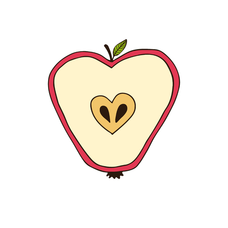 Apple slice icon. Fruit sticker print design. Ingredients for recipe bookのイラスト素材