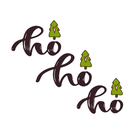 Handwritten greeting card. Printable quote template. Calligraphic Christmas illustration. New year handwritten text - Ho ho hoのイラスト素材
