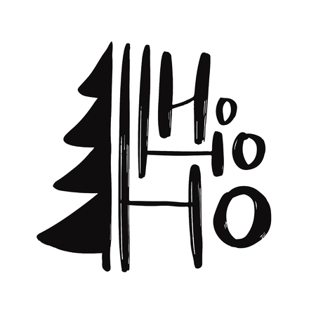 Handwritten greeting card. Printable quote template. Calligraphic Christmas illustration. New year handwritten phrase - Ho ho hoのイラスト素材