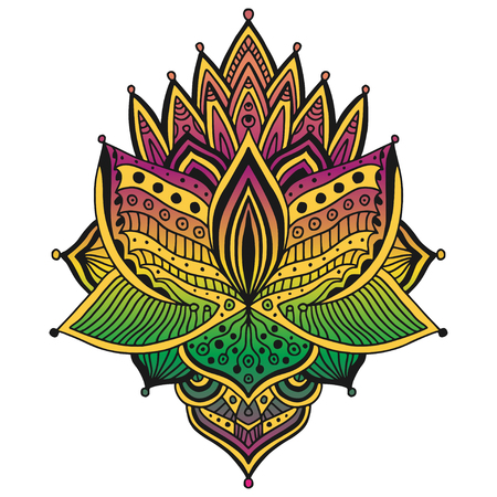Colorful Tattoo design. T-shirt ornamental pattern. Temporary tattoo print with floral ornamentのイラスト素材