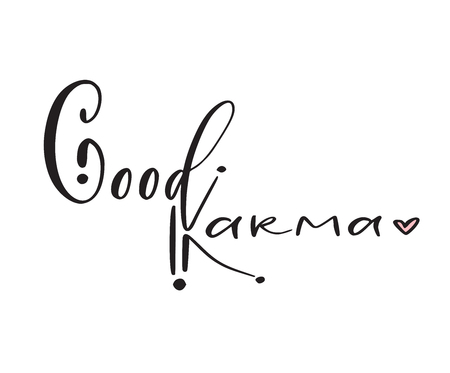 Good karma - modern calligraphy print. Typographic poster design. Calligraphic printable vector.のイラスト素材