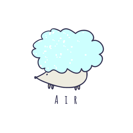 Air Element Character. Isolated on white. Childish print with element of life.のイラスト素材