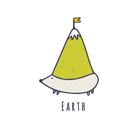 Earth Element Character. Isolated on white. Childish print with element of life.のイラスト素材