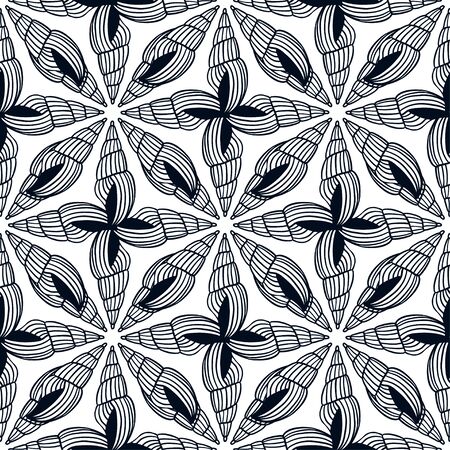 Abstract shells seamless pattern. Nautical background in peach colors. Vector pattern design.のイラスト素材