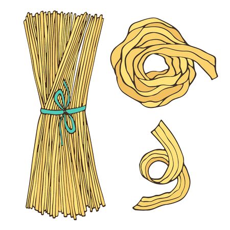 Spaghetti isolated italian food for menu design. Pasta vector illustrationのイラスト素材