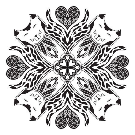 Ornamental Mandala. Linear ornament pattern. Coloring book pageのイラスト素材