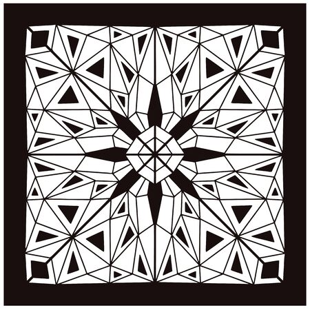 Bandana pattern. Coloring book page. Stained glass designのイラスト素材