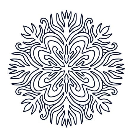 Mandala art design. Coloring book page. Hand drawn mandala for interior print. Black and white illustrationのイラスト素材