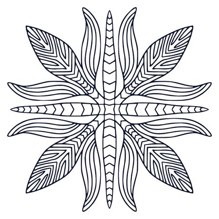 Mandala art design. Coloring book page. Hand drawn mandala for interior print. Black and white illustrationのイラスト素材