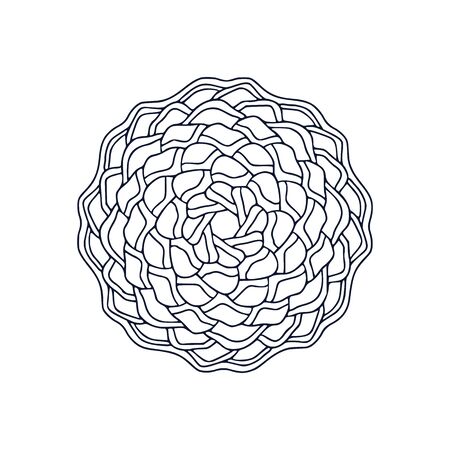 Mandala art design. Coloring book page. Hand drawn mandala for interior print. Black and white illustrationのイラスト素材