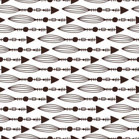 Arrows seamless pattern. Rustic design in black and white colors. Ethnic background with unusual arrowsのイラスト素材