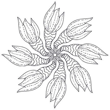 Unique Mandala. Tattoo art design. Digital ornament pattern. Coloring book page. Interior mandala printのイラスト素材