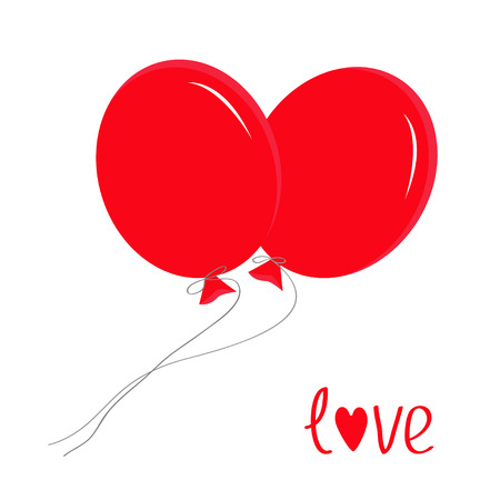 Two red flying balloons. Love card. Vector illustration.のイラスト素材