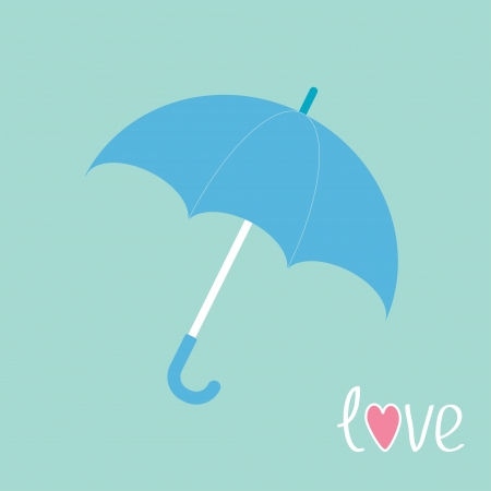 Blue umbrella. Love card. Vector illustration.のイラスト素材