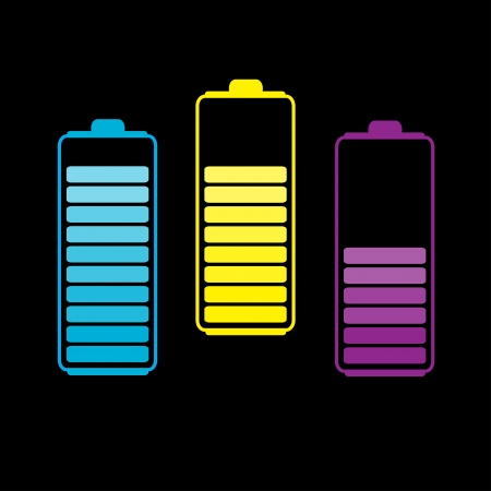 Set of three colorful batteries illustration.のイラスト素材