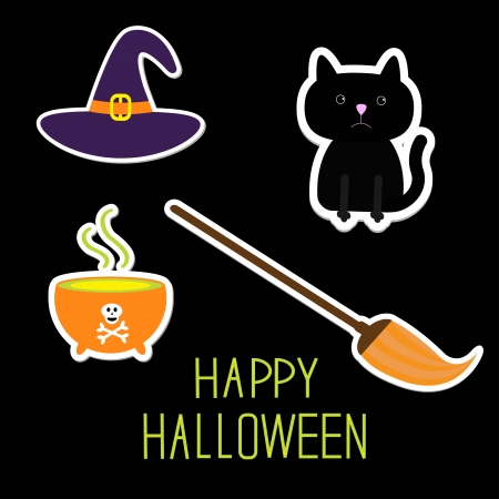 Happy Halloween witch set illustrationのイラスト素材