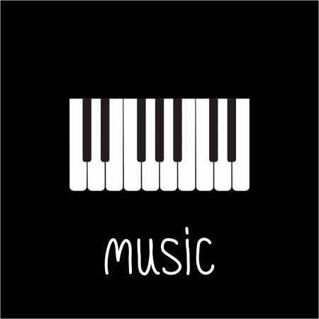 Piano Keys and white word Music illustrationのイラスト素材