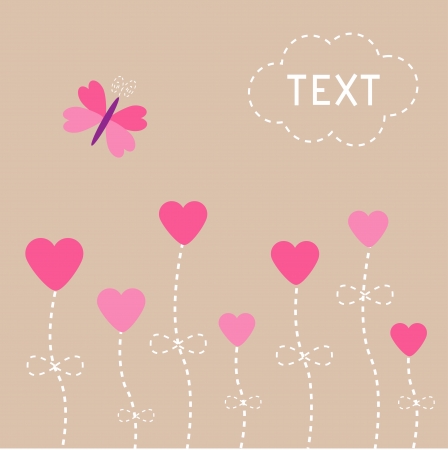  love card  Heart flowers  Butterfly  Iluustrationのイラスト素材
