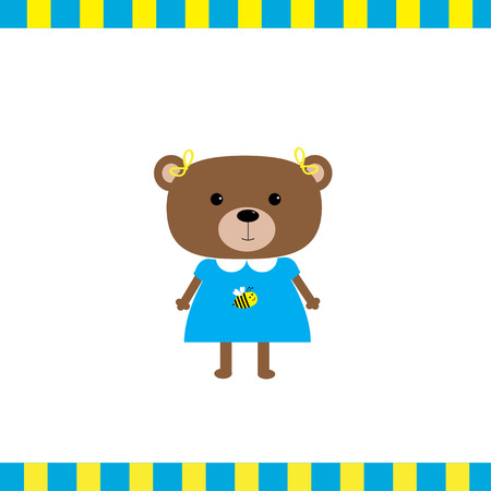 Cartoon bear girl cardのイラスト素材