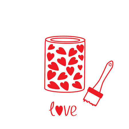 Love paint with hearts inside. Vector illustration. Cardのイラスト素材