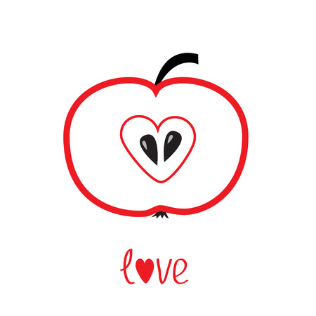 Red apple with heart shape illustrationのイラスト素材
