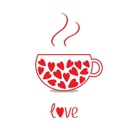 Love teacup with heartsのイラスト素材