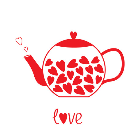 Love teapot with heartsのイラスト素材