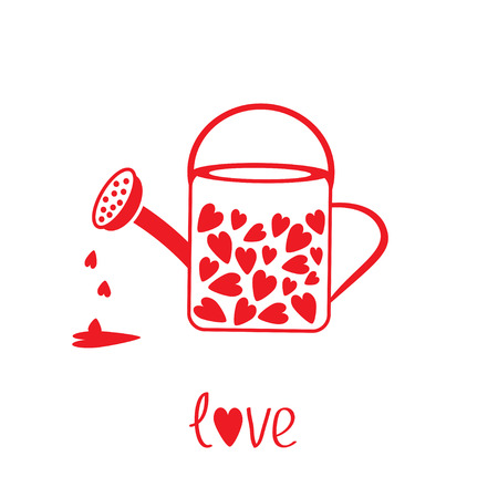 Love watering can with hearts insideのイラスト素材