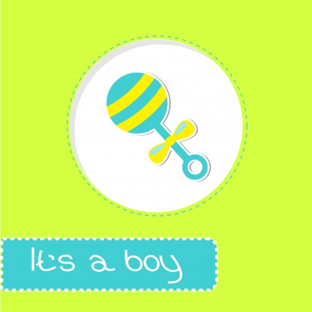 Baby boy rattle Shower card illustrationのイラスト素材