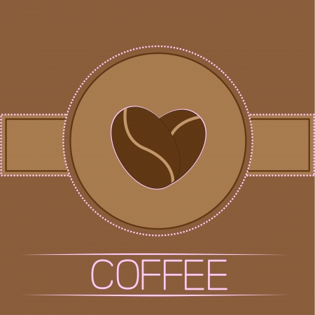 Coffee beans heart. Card. Pink text. Vector illustrationのイラスト素材