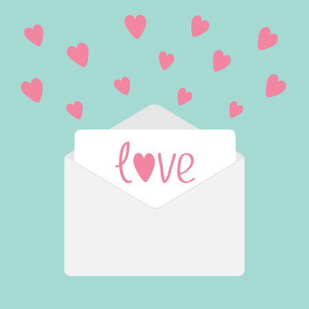 Envelope with hearts. Love card. Vector illustration.のイラスト素材