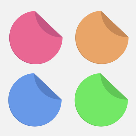 Four round stickers with curved area. Template. Set. Flat design. Vector Illustrationのイラスト素材