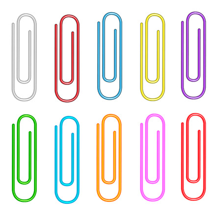 Colorful paper clips set.  Isolated. White background. Vector Illustrationのイラスト素材