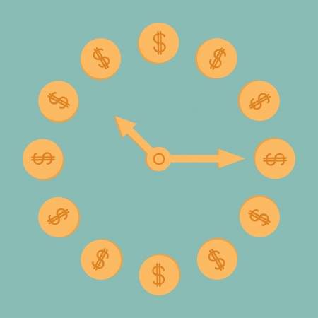 Dollar coins clock.  Vector illustration.のイラスト素材