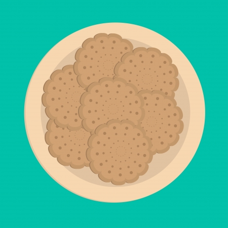 Biscuit cookie cracker on the plate. Vector illustration.のイラスト素材