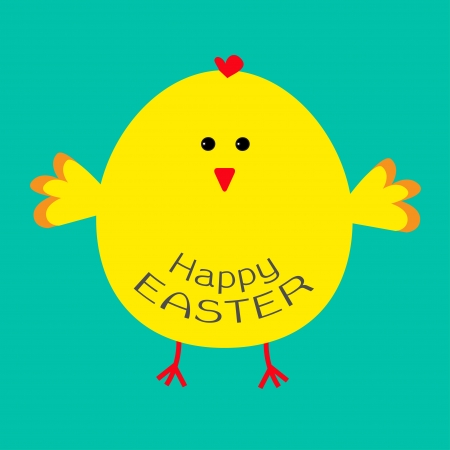 Cute easter chicken .  Card. Vector illustration.のイラスト素材