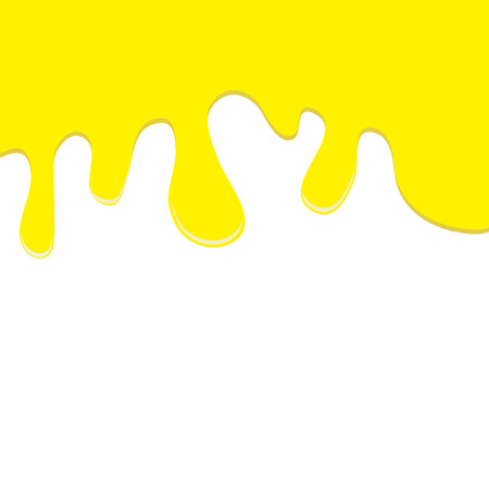 Flowing down paint yellow isolated. Template. Vector illustration.のイラスト素材
