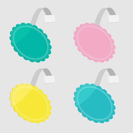 Wobbler set  in shape of round flower. Empty template. Flat design. Vector illustration.のイラスト素材