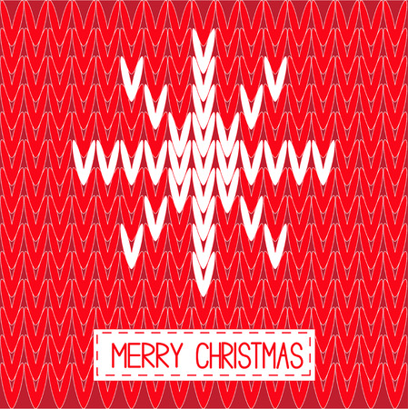 Knitted sweater vector red pattern with word snowflake. Merry Christmas card. Illustration.のイラスト素材