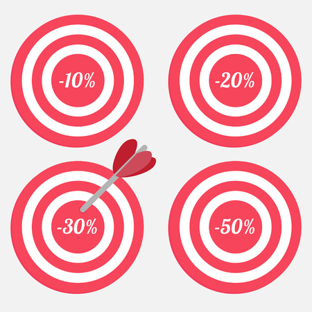 Set of targets with sale percent sign. Vector illustration.のイラスト素材