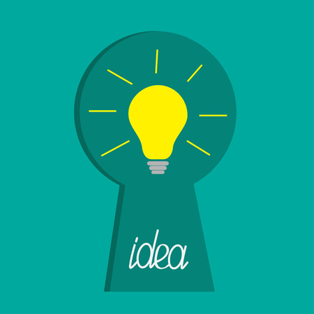 Keyhole and idea light bulb inside. Flat design. Vector illustration.のイラスト素材