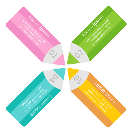 Pencils  template set. Four step infographic. Vector illustration.のイラスト素材