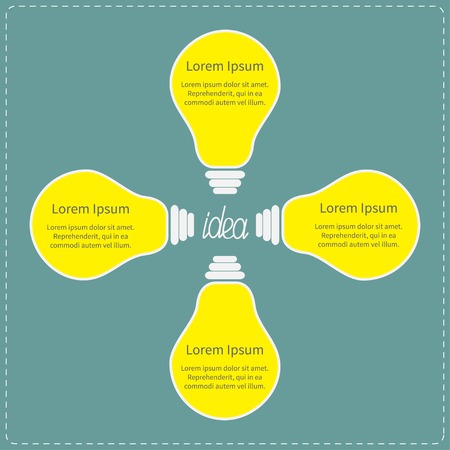 Four yellow light bulbsのイラスト素材