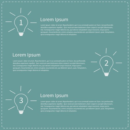 Three step business infographic with white light bulbのイラスト素材