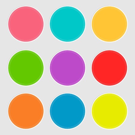 Round tag label set with dash line in flat design style. Template. Vector illustrationのイラスト素材