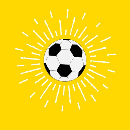 Football soccer ball with shining sunlight effect. Flat design style. Vector illustrationのイラスト素材