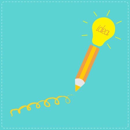 Pencil and shining light bulb Business idea concept. Vector illustrationのイラスト素材